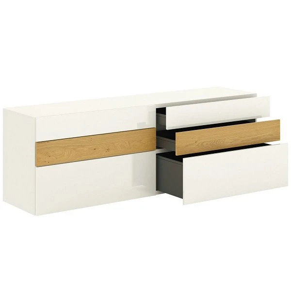 Now! Vision By Hülsta Sideboard 4R 6 Schubladen 70,4x176,1x52 - Lack-weiß/Natureiche/Hochglanz 4 Now! Vision By Hülsta Sideboard 4R 6 Schubladen 70,4x176,1x52 - Lack-weiß/Natureiche/Hochglanz – Bild 2