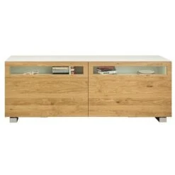 Now! Vision By Hülsta Sideboard 4R 2 Schiebetüren 70,4x211,3x52 - Lack-weiß /Natureiche
