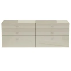 Now! No.14 By Hülsta Sideboard 4R 6 Schubladen 76,8x210x42 - Lack-seidengrau/Hochglanz-seidengrau