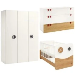 Hülsta Now! Minimo Kinderzimmer 3-türig Schneeweiß/Natureiche Inkl. Wickelaufsatz