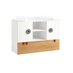 Now! Minimo Wickelkommode Ink. Wickelaufsatz & Unterstellregale Weiß / Natureiche