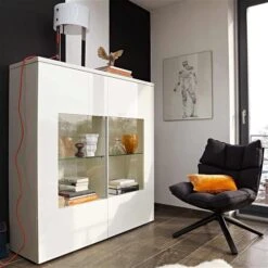 Now! Time By Hülsta Kombination 5 145,8x140,0x40,0 Lack-weiß/Lack-Hochglanz-weiß