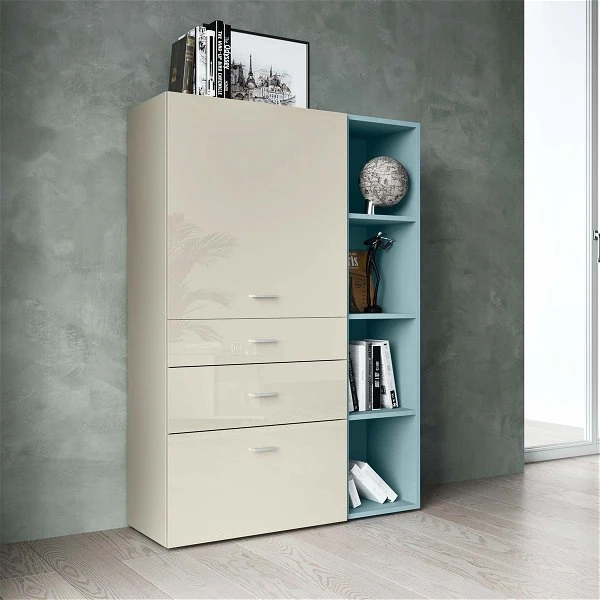 Now! No.14 By Hülsta Kombination 13 155x105x42 Lack-seidengrau/taubenblau/Hochglanz-seidengrau 3 Now! No.14 By Hülsta Kombination 13 155x105x42 Lack-seidengrau/taubenblau/Hochglanz-seidengrau