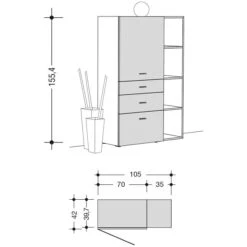 Now! No.14 By Hülsta Kombination 13 155x105x42 Lack-seidengrau/taubenblau/Hochglanz-seidengrau 5 Now! No.14 By Hülsta Kombination 13 155x105x42 Lack-seidengrau/taubenblau/Hochglanz-seidengrau -Hülsta Möbel 980019 strichzeichnung