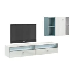 Now! No.14 By Hülsta Kombination 10 147x280x52 Lack-weiß/Lack-Hochglanz-weiß