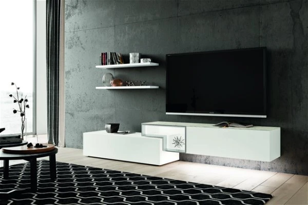 Hülsta Tetrim Wohnwand 4-teilig Klein Lack Reinweiß 3 Hülsta Tetrim Wohnwand 4-teilig Klein Lack Reinweiß